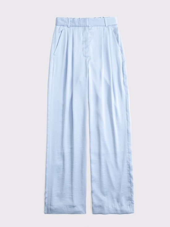 Abercrombie & Fitch Pants - A&F Sloane Tailored Wide Leg Light Blue Silky Pant